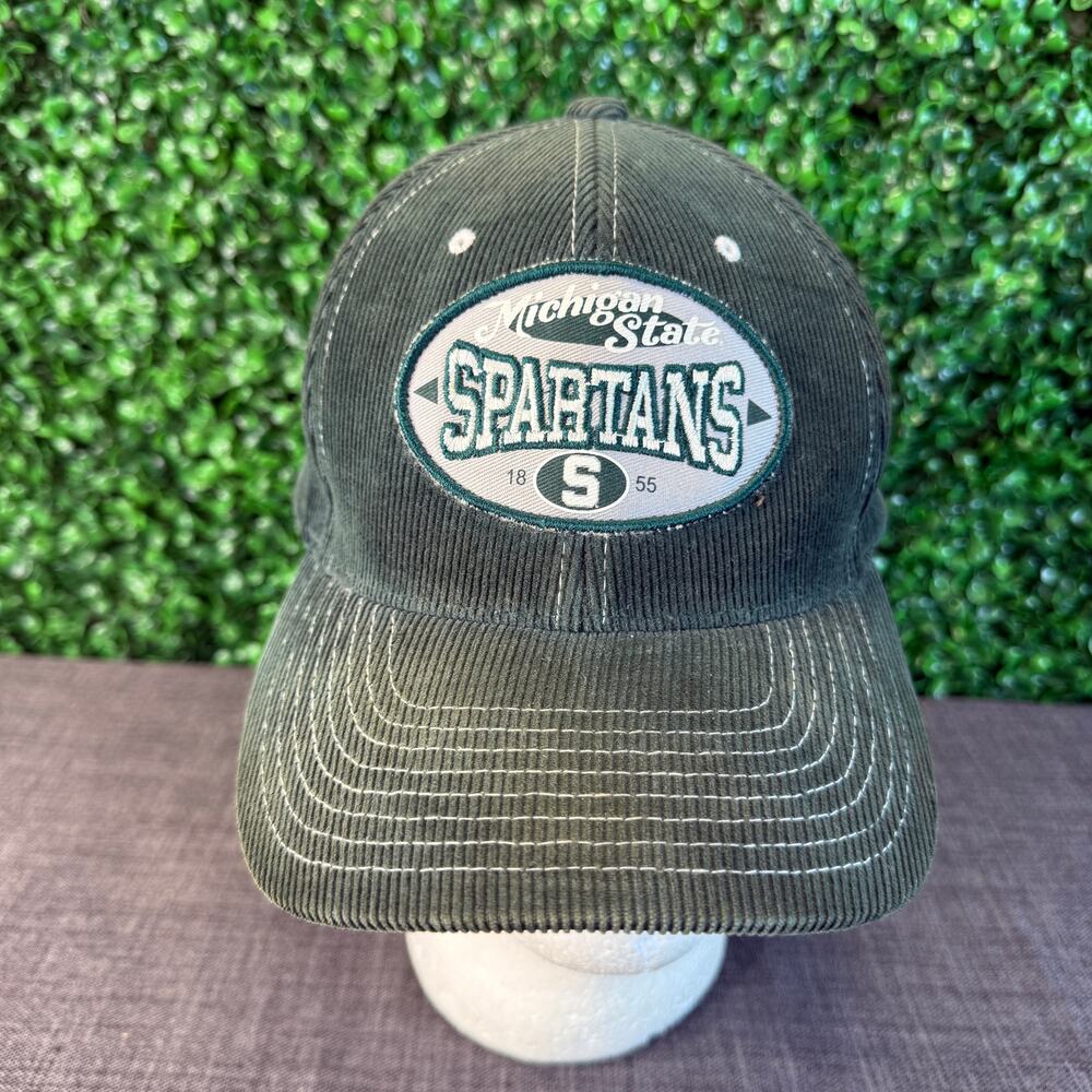 Vintage Michigan State Spartans MSU Corduroy SnapBack Hat Embroidered Rare HTF